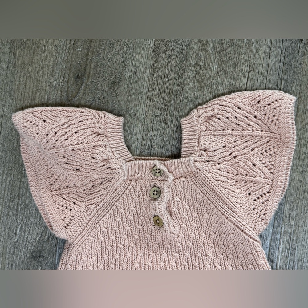 Jessica Simpson Baby Girl’s Blush Pink Knitted Romper, 3-6M - Picture 3 of 8
